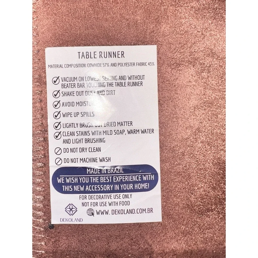 Luxury Cowhide Hair On Hide Leather Table Runner Made In Brazil, NWT